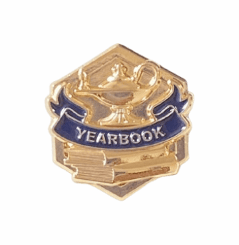 Yearbook - Gold Enamel Lapel Pin - Click to enlarge