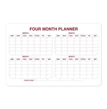 4 Month Whiteboard Calendar with Radius Corners, 2'H x 3'W - Click to enlarge