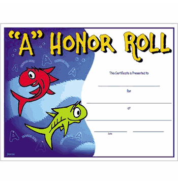 A Honor Roll Award Certificate - Click to enlarge