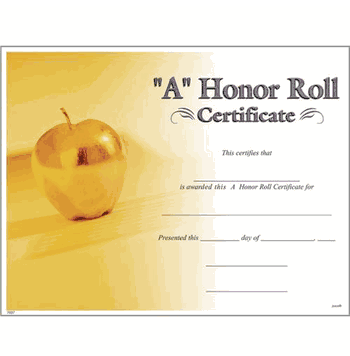 "A" Honor Roll Photo Certificates - Click to enlarge