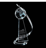 Above & Beyond Crystal Globe Award with Stainless Appointments