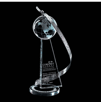 Above & Beyond Crystal Globe Award with Stainless Appointments - Click to enlarge
