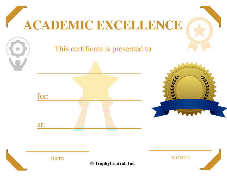 Free Academic Excellence Certificate Template TrophyCentral