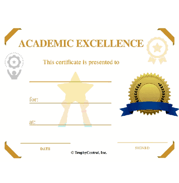 Academic Excellence Award Certificate - Free Template - Click to enlarge