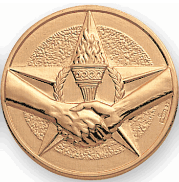Achievement Star Handshake Litho Medal Insert - Click to enlarge