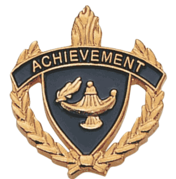 Achievement Wreath & Lamp of Learning Pins - Click to enlarge