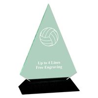 Acrylic Triangle Award With Black Base - Volleyball