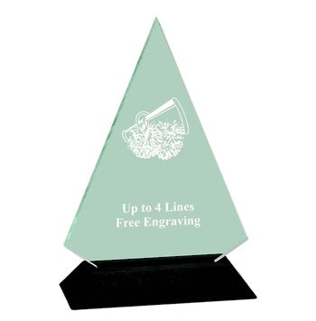 Acrylic Triangle Award With Black Base - Cheer & Megaphone - Click to enlarge