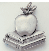 Apple & Books Pewter Keychain