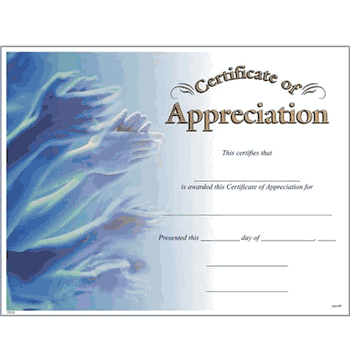 Appreciation Certificates - Click to enlarge