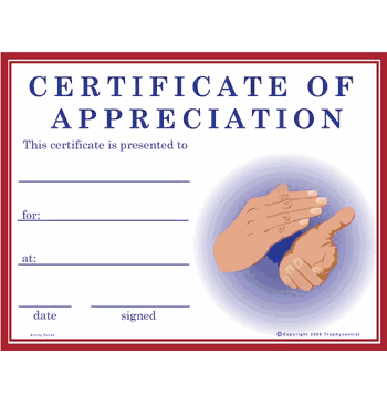 Appreciation Award Certificate - Free Template - Click to enlarge