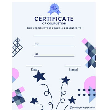 Award of Completion Free Template (Vertical) - Click to enlarge