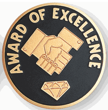 Award Of Excellence Medal Insert (Etched) - Click to enlarge
