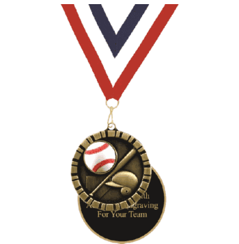 Baseball 3D Relief Medal (2") - Click to enlarge