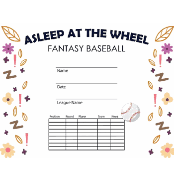 Baseball: Asleep at the Wheel Free Template - Click to enlarge