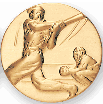Baseball Batter & Catcher Litho Medal Insert - Click to enlarge