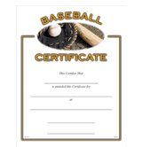 Baseball Certificate