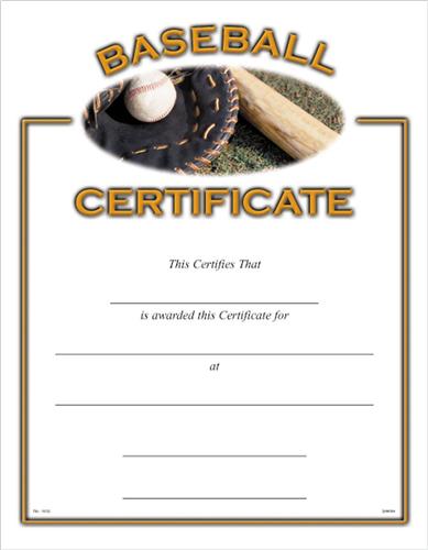 Baseball Certificates - Baseball Award Certificate