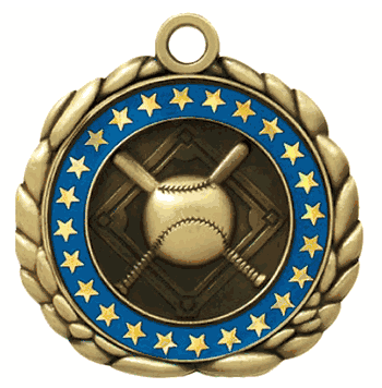Baseball Diamond & Bats Medal with Personalized School, Team or Event Name - Click to enlarge