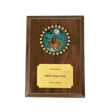 Baseball & Glove Holographic Decal Plaque - Click to enlarge