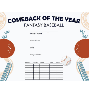 Baseball: Comeback of the Year - Click to enlarge