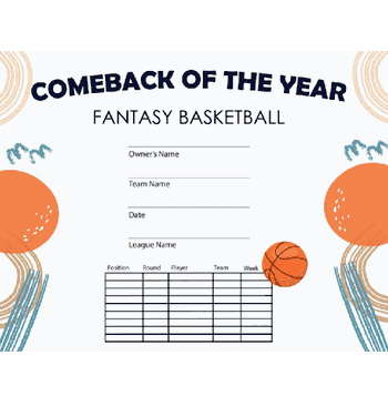 Basketball: Comeback of the Year Free Template - Click to enlarge