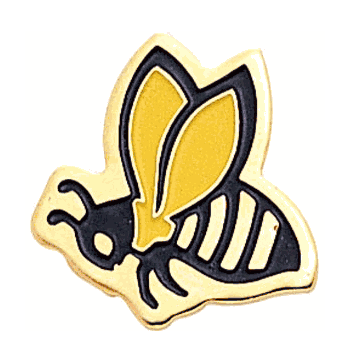 Bee Mascot Lapel Pins with Color Finish - Click to enlarge