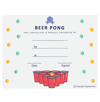 Beer Pong Award Certificate - Free Template - Click to enlarge