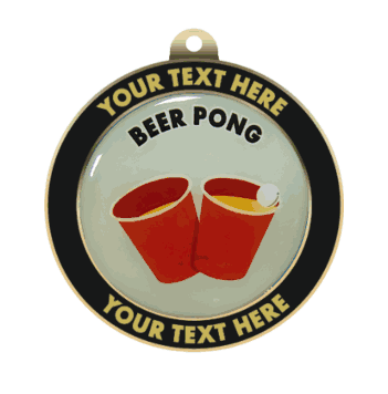 Beer Pong Insert Medal with Personalized Rim - Click to enlarge