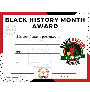 Black History Month Certificate - Free Template - Click to enlarge