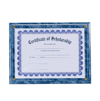 Blue Plaque - Fits 8 1/2 x 11 Certificate - Click to enlarge