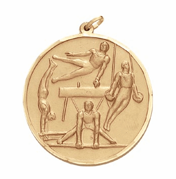 Boys Gymnastics - 2 Inch Diamond Cut Edge Medal with Ribbon - Click to enlarge