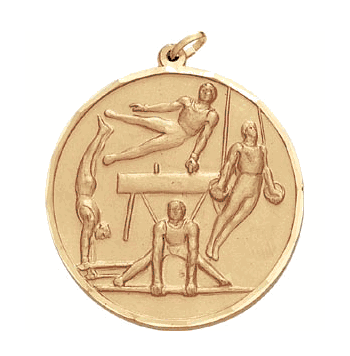 Boys Gymnastics - 2 Inch Diamond Cut Edge Medal with Ribbon - Click to enlarge