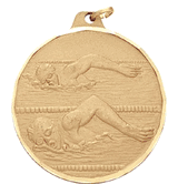 Boys / Male Swimmers - 2 Inch Diamond Cut Edge Medal with Ribbon