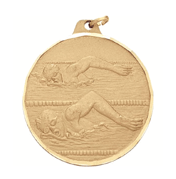 Boys / Male Swimmers - 2 Inch Diamond Cut Edge Medal with Ribbon - Click to enlarge