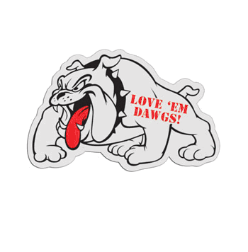 Bulldog Shaped Mascot Badge - Click to enlarge