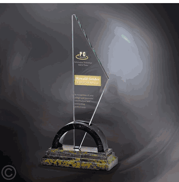 Caelum Jade Glass Corporate Award on Marble - Click to enlarge