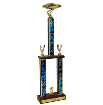 Car Show Two Tier Championship Trophy with Wood Base - Click to enlarge