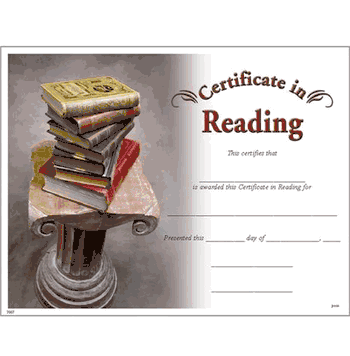 Certificate Award in Reading - Click to enlarge