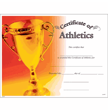 Certificate of Athletics - Click to enlarge