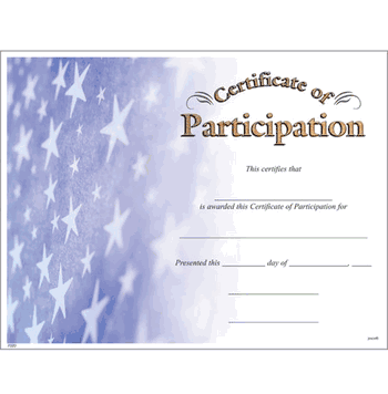 Certificate of Participation - Click to enlarge