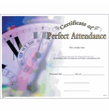 Certificate of Perfect Attendance - Click to enlarge