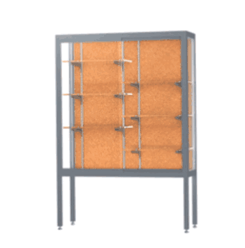 Challenger Aluminum Display Case, Cork Back w/ Satin Natural aluminum frame finish, 66"H x 48"W x 16"D - Click to enlarge