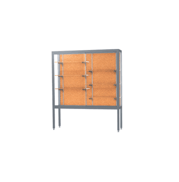 Challenger Aluminum Display Case, Cork Back w/ Satin Natural aluminum frame finish, 66"H x 60"W x 16"D - Click to enlarge