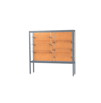 Challenger Aluminum Display Case, Cork Back w/ Satin Natural aluminum frame finish, 66"H x 72"W x 16"D - Click to enlarge