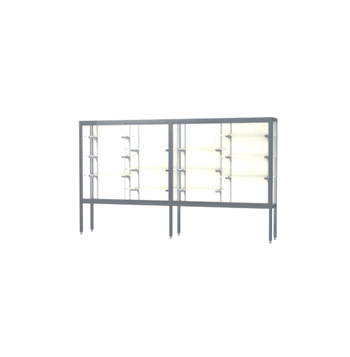 Challenger Aluminum Display Case, Plaque Fabric Back w/ Satin Natural aluminum frame finish, 66"H x 120"W x 16"D - Click to enlarge