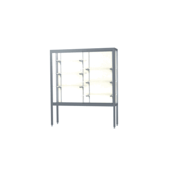 Challenger Aluminum Display Case, Plaque Fabric Back w/ Satin Natural aluminum frame finish, 66"H x 60"W x 16"D - Click to enlarge