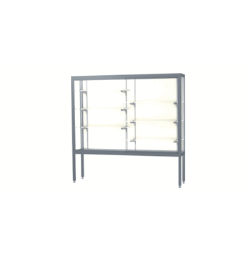 Challenger Aluminum Display Case, Plaque Fabric Back w/ Satin Natural aluminum frame finish, 66"H x 72"W x 16"D - Click to enlarge