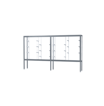 Challenger Aluminum Display Case, White Laminate Back w/ Satin Natural aluminum frame finish, 66"H x 120"W x 16"D - Click to enlarge