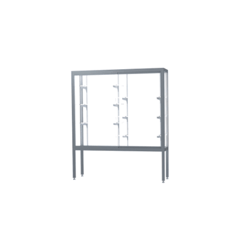 Challenger Aluminum Display Case, White Laminate Back w/ Satin Natural aluminum frame finish, 66"H x 60"W x 16"D - Click to enlarge